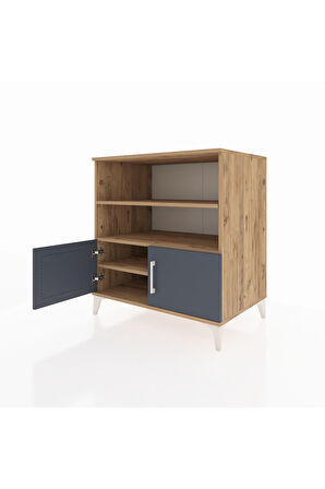 Kronos Şifonyer 3 Raflı 2 Kapaklı 88x59x96 Çam-Antrasit