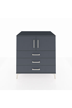 Kronos Şifonyer 2 Raflı 3 Çekmeceli 2 Kapaklı 88x59x96 Antrasit-Antrasit