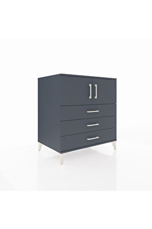 Kronos Şifonyer 2 Raflı 3 Çekmeceli 2 Kapaklı 88x59x96 Antrasit-Antrasit