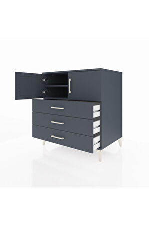 Kronos Şifonyer 2 Raflı 3 Çekmeceli 2 Kapaklı 88x59x96 Antrasit-Antrasit