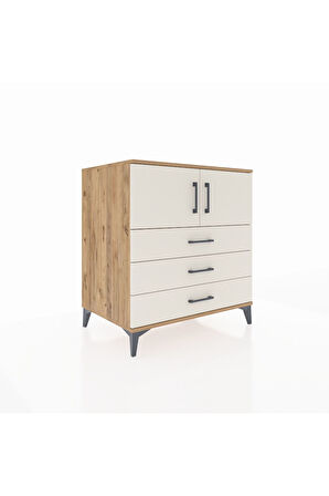 Kronos Şifonyer 2 Raflı 3 Çekmeceli 2 Kapaklı 88x59x96 Çam-Aytaşı