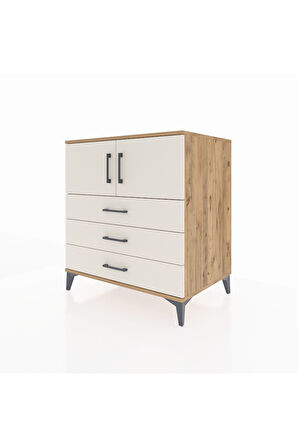 Kronos Şifonyer 2 Raflı 3 Çekmeceli 2 Kapaklı 88x59x96 Çam-Aytaşı