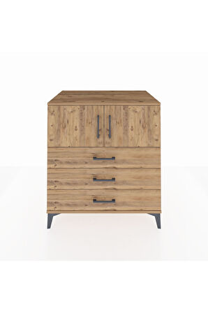Kronos Şifonyer 2 Raflı 3 Çekmeceli 2 Kapaklı 88x59x96 Çam-Çam