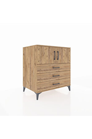 Kronos Şifonyer 2 Raflı 3 Çekmeceli 2 Kapaklı 88x59x96 Çam-Çam