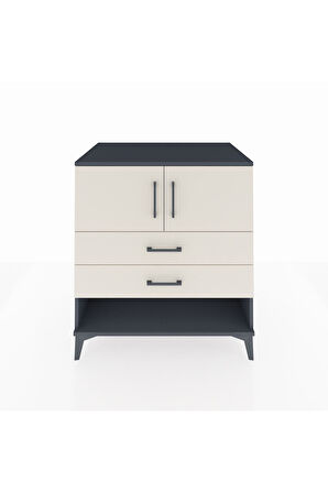 Kronos Şifonyer 2 Raflı 2 Çekmeceli 2 Kapaklı 88x59x96 Antrasit-Aytaşı