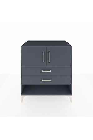 Kronos Şifonyer 2 Raflı 2 Çekmeceli 2 Kapaklı 88x59x96 Antrasit-Antrasit