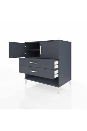 Kronos Şifonyer 2 Raflı 2 Çekmeceli 2 Kapaklı 88x59x96 Antrasit-Antrasit