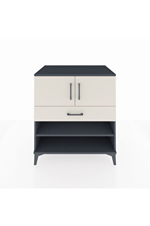 Kronos Şifonyer 3 Raflı Tek Çekmeceli 2 Kapaklı 88x59x96 Antrasit-Aytaşı