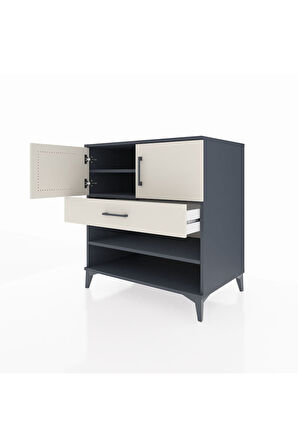 Kronos Şifonyer 3 Raflı Tek Çekmeceli 2 Kapaklı 88x59x96 Antrasit-Aytaşı