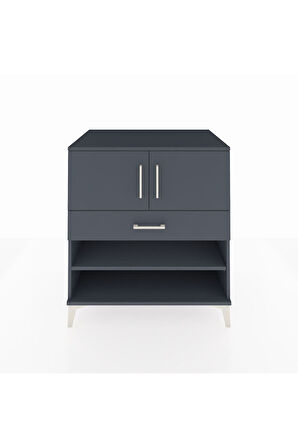 Kronos Şifonyer 3 Raflı Tek Çekmeceli 2 Kapaklı 88x59x96 Antrasit-Antrasit