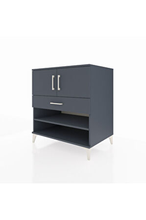 Kronos Şifonyer 3 Raflı Tek Çekmeceli 2 Kapaklı 88x59x96 Antrasit-Antrasit