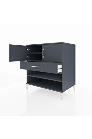 Kronos Şifonyer 3 Raflı Tek Çekmeceli 2 Kapaklı 88x59x96 Antrasit-Antrasit