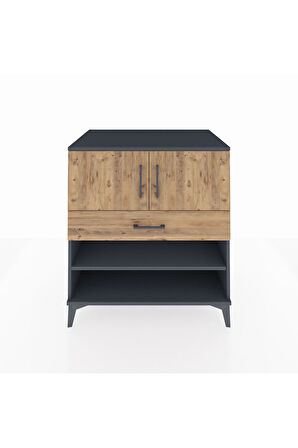 Kronos Şifonyer 3 Raflı Tek Çekmeceli 2 Kapaklı 88x59x96 Antrasit-Çam