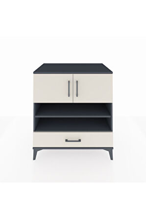 Kronos Şifonyer 4 Raflı Tek Çekmeceli 2 Kapaklı 88x59x96 Antrasit-Aytaşı