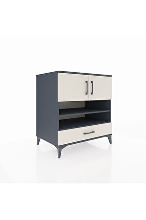 Kronos Şifonyer 4 Raflı Tek Çekmeceli 2 Kapaklı 88x59x96 Antrasit-Aytaşı