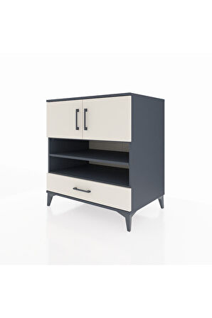 Kronos Şifonyer 4 Raflı Tek Çekmeceli 2 Kapaklı 88x59x96 Antrasit-Aytaşı