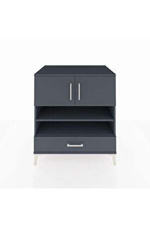 Kronos Şifonyer 4 Raflı Tek Çekmeceli 2 Kapaklı 88x59x96 Antrasit-Antrasit