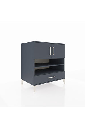 Kronos Şifonyer 4 Raflı Tek Çekmeceli 2 Kapaklı 88x59x96 Antrasit-Antrasit