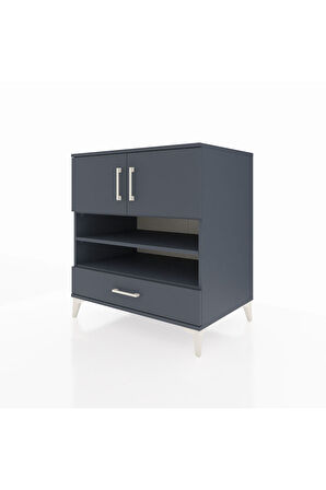 Kronos Şifonyer 4 Raflı Tek Çekmeceli 2 Kapaklı 88x59x96 Antrasit-Antrasit