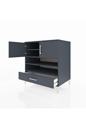 Kronos Şifonyer 4 Raflı Tek Çekmeceli 2 Kapaklı 88x59x96 Antrasit-Antrasit