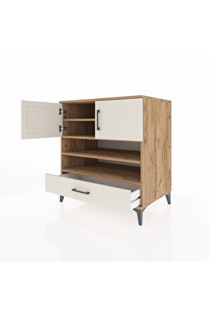 Kronos Şifonyer 4 Raflı Tek Çekmeceli 2 Kapaklı 88x59x96 Çam-Aytaşı