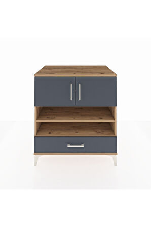 Kronos Şifonyer 4 Raflı Tek Çekmeceli 2 Kapaklı 88x59x96 Çam-Antrasit