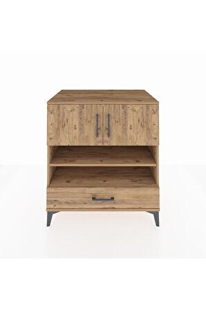 Kronos Şifonyer 4 Raflı Tek Çekmeceli 2 Kapaklı 88x59x96 Çam-Çam