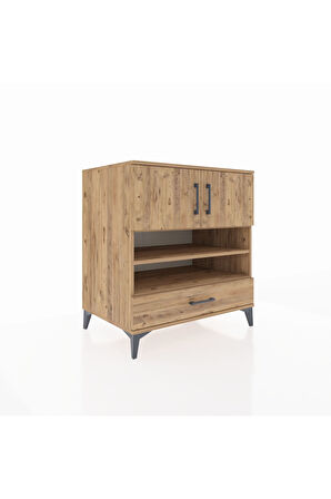 Kronos Şifonyer 4 Raflı Tek Çekmeceli 2 Kapaklı 88x59x96 Çam-Çam