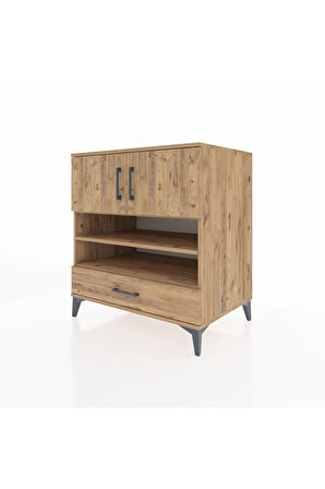 Kronos Şifonyer 4 Raflı Tek Çekmeceli 2 Kapaklı 88x59x96 Çam-Çam