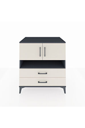 Kronos Şifonyer 3 Raflı 2 Çekmeceli 2 Kapaklı 88x59x96 Antrasit-Aytaşı