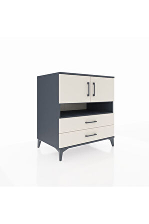 Kronos Şifonyer 3 Raflı 2 Çekmeceli 2 Kapaklı 88x59x96 Antrasit-Aytaşı