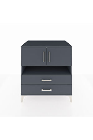 Kronos Şifonyer 3 Raflı 2 Çekmeceli 2 Kapaklı 88x59x96 Antrasit-Antrasit