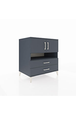 Kronos Şifonyer 3 Raflı 2 Çekmeceli 2 Kapaklı 88x59x96 Antrasit-Antrasit