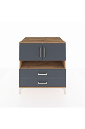 Kronos Şifonyer 3 Raflı 2 Çekmeceli 2 Kapaklı 88x59x96 Çam-Antrasit