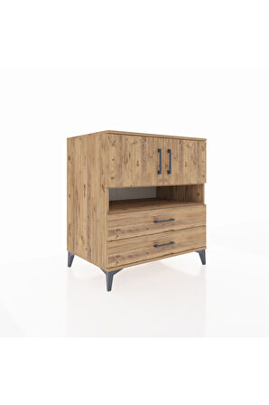 Kronos Şifonyer 3 Raflı 2 Çekmeceli 2 Kapaklı 88x59x96 Çam-Çam