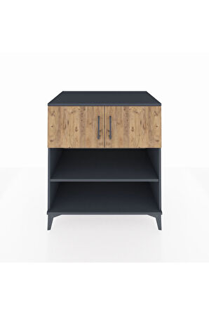 Kronos Şifonyer 3 Raflı 2 Kapaklı 88x59x96 Antrasit-Çam