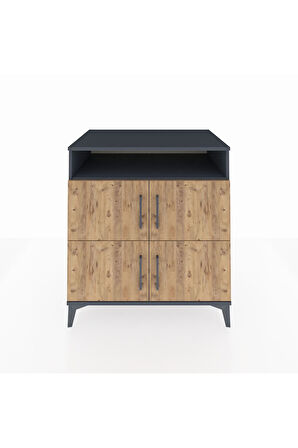 Kronos Şifonyer 4 Raflı 4 Kapaklı 88x59x96 Antrasit-Çam