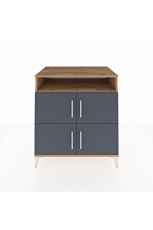 Kronos Şifonyer 4 Raflı 4 Kapaklı 88x59x96 Çam-Antrasit