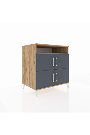 Kronos Şifonyer 4 Raflı 4 Kapaklı 88x59x96 Çam-Antrasit