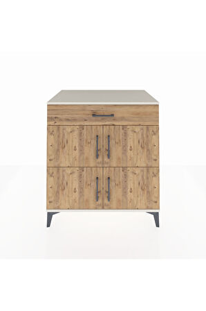 Kronos Şifonyer 3 Raflı Tek Çekmeceli 4 Kapaklı 88x59x96 Aytaşı-Çam