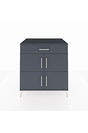 Kronos Şifonyer 3 Raflı Tek Çekmeceli 4 Kapaklı 88x59x96 Antrasit-Antrasit