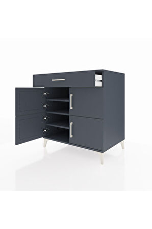 Kronos Şifonyer 3 Raflı Tek Çekmeceli 4 Kapaklı 88x59x96 Antrasit-Antrasit