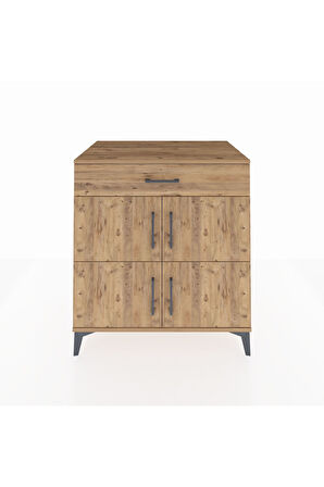 Kronos Şifonyer 3 Raflı Tek Çekmeceli 4 Kapaklı 88x59x96 Çam-Çam