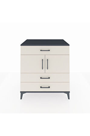 Kronos Şifonyer 2 Raflı 3 Çekmeceli 2 Kapaklı 88x59x96 Antrasit-Aytaşı