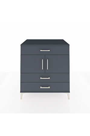 Kronos Şifonyer 2 Raflı 3 Çekmeceli 2 Kapaklı 88x59x96 Antrasit-Antrasit