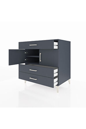 Kronos Şifonyer 2 Raflı 3 Çekmeceli 2 Kapaklı 88x59x96 Antrasit-Antrasit