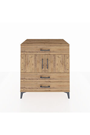 Kronos Şifonyer 2 Raflı 3 Çekmeceli 2 Kapaklı 88x59x96 Çam-Çam