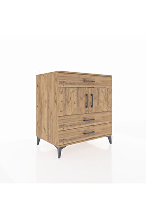 Kronos Şifonyer 2 Raflı 3 Çekmeceli 2 Kapaklı 88x59x96 Çam-Çam