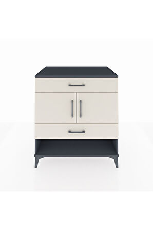 Kronos Şifonyer 2 Raflı 2 Çekmeceli 2 Kapaklı 88x59x96 Antrasit-Aytaşı