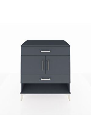 Kronos Şifonyer 2 Raflı 2 Çekmeceli 2 Kapaklı 88x59x96 Antrasit-Antrasit